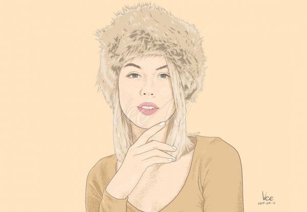 ภาพวาดผู้หญิงสวมหมวกกันหนาว