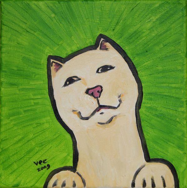 Cat with green background.