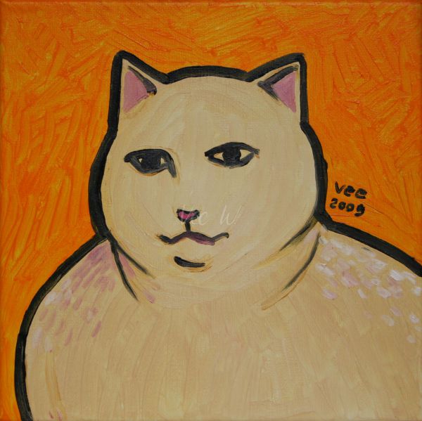 Cat with orange background.